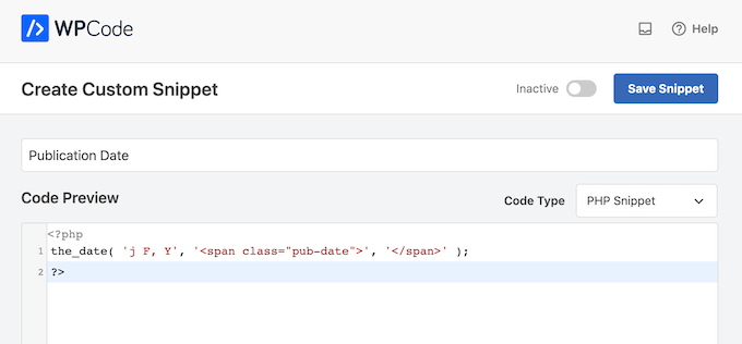 Adding a custom PHP snippet using WPCode Adding a custom PHP snippet using WPCode