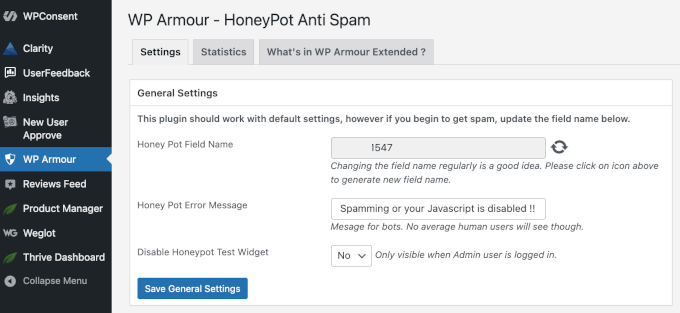 Ustawienia WP Armour