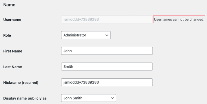 usernamecannotbechanged You Cannot Change Your Username from Your WordPress User Profile