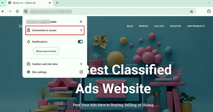 Connessione sicura con anteprima SSL