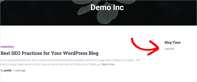 ブログ時間ウィジェットのプレビュー