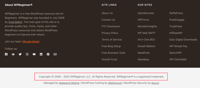 Mostrar un aviso de derechos de autor en su sitio web Mostrar un aviso de derechos de autor en su sitio web