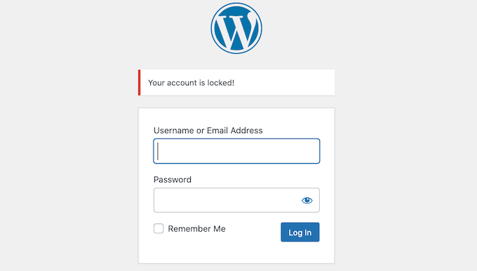 A locked WordPress user account A locked WordPress user account