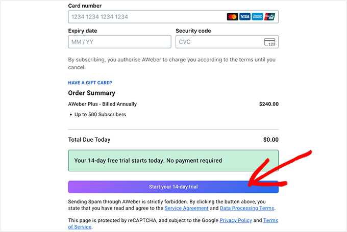 Enter your name and email address to get started with AWeber's plus plan