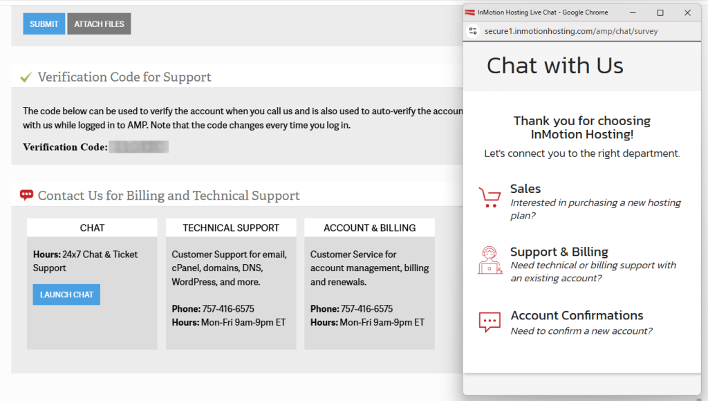 Inmotion Hosting customer support