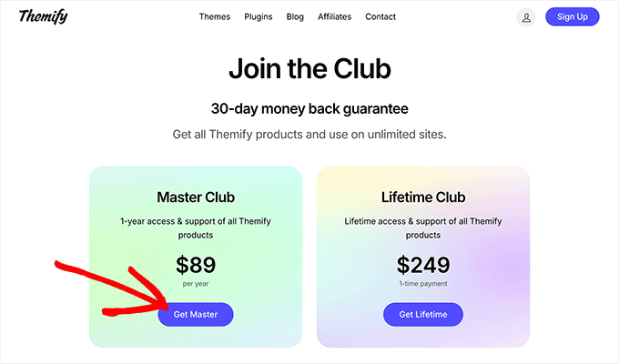 The best Themify deal is on their Master Club membership