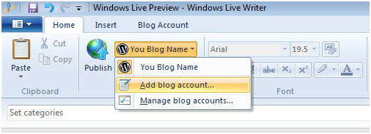 Adăugați un nou blog WordPress la Windows Live Writer