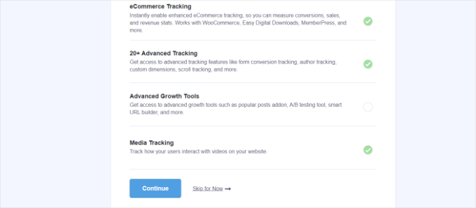 Choose which tracking features to enable