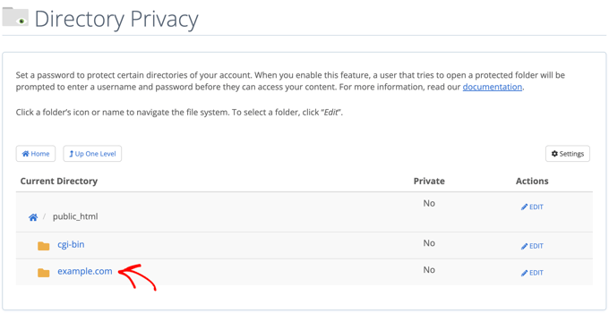 Click domain name folder Click domain name folder