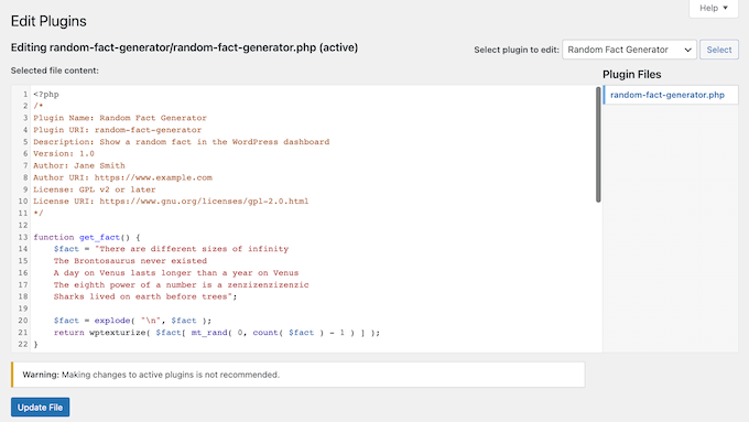 Benutzerdefinierten Code in den WordPress-Plugin-Datei-Editor einfügen