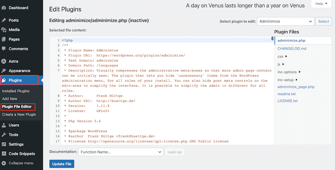 Der WordPress-Plugin-Dateieditor