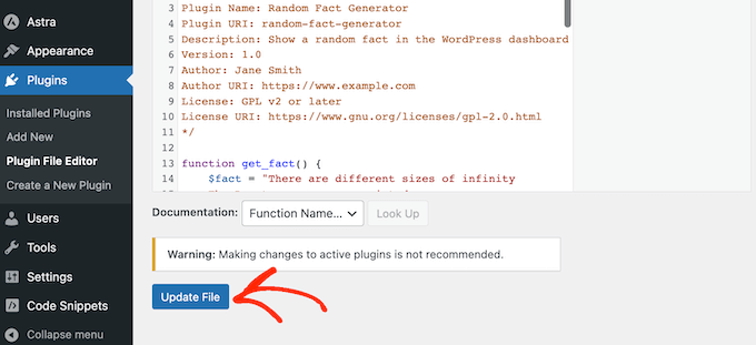 Aktualisieren einer benutzerdefinierten Plugin-Datei
