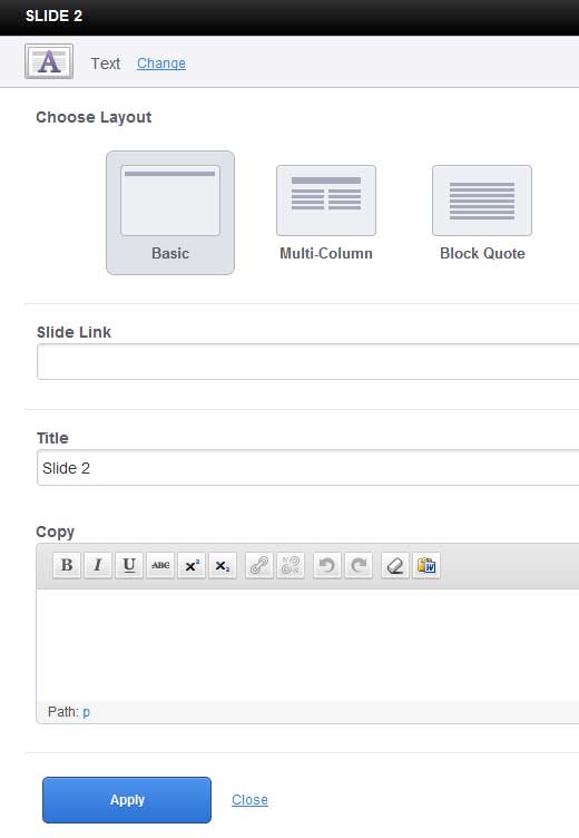 Tipo Slide Testo SlideDeck Tipo Slide Testo SlideDeck
