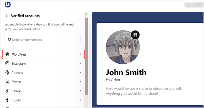 Choose WordPress as an option Choose WordPress as an option