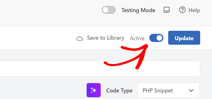 Switch the toggle to 'Active' and click the 'Update' button Switch the toggle to 'Active' and click the 'Update' button