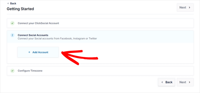 Add account in ClickSocial