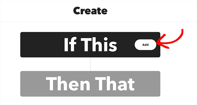「If This」オプションの横にある「追加」ボタンをクリックします 「If This」オプションの横にある「追加」ボタンをクリックします