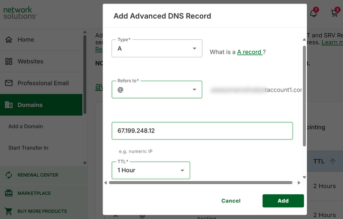 Setting up A records Setting up A records