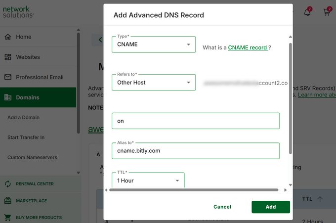 Add CNAME record Add CNAME record