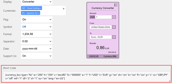 Choose currency converter widget Choose currency converter widget