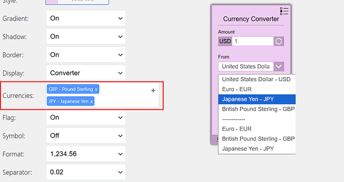 Choose other secondary currencies Choose other secondary currencies