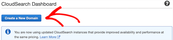 CloudSearch dashboard create new domain CloudSearch dashboard create new domain