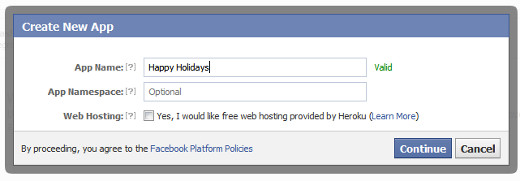 Creează o nouă aplicație Facebook