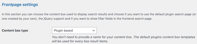 Enter frontpage settings Enter frontpage settings