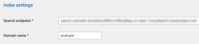 Enter index settings Enter index settings