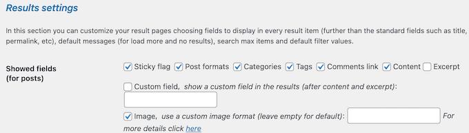 Enter results settings Enter results settings