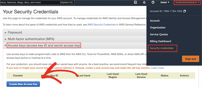 Go to AWS security page Go to AWS security page