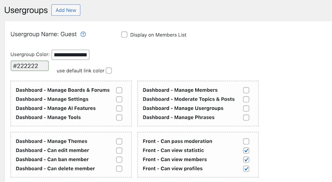 Customizing user-group permissions for the wpForo Q&A forum