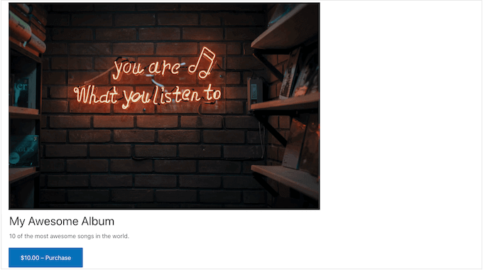 Easy Digital Downloadsを使用して作成されたMP3商品ページ