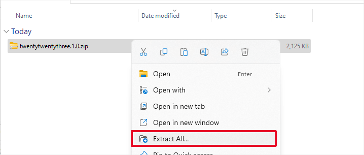 Extract theme files Extract theme files