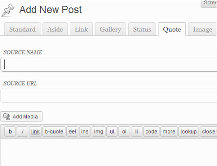 Interfață de utilizator pentru formatul de postare Citat