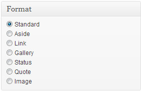 Interfață de utilizator cu butoane radio pentru formatele de postări