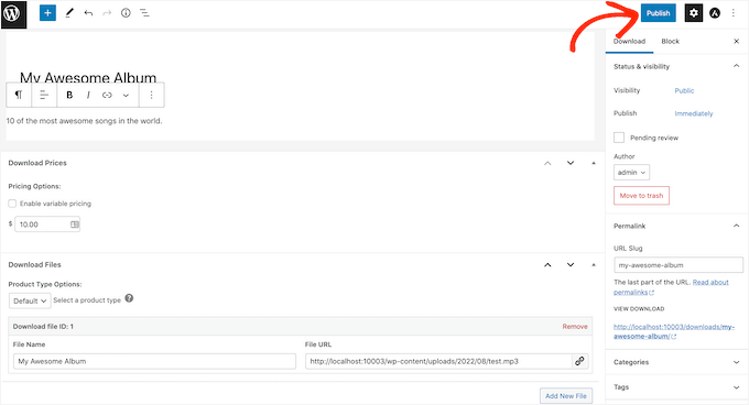 Easy Digital Downloadsを使用したMP3の公開