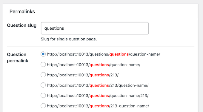 Changing the Q and A permalink settings on your site Changing the Q and A permalink settings on your site