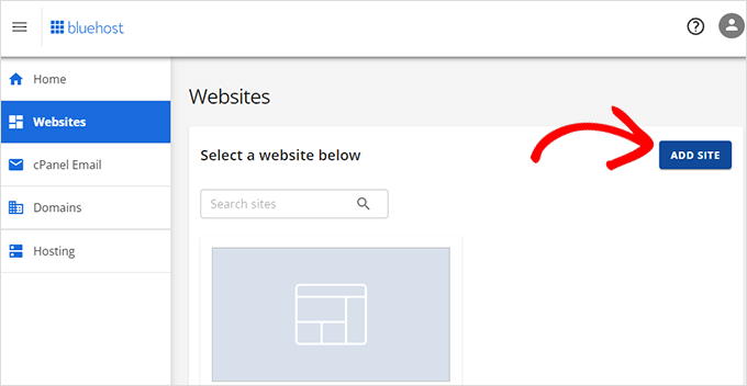 Bluehost add new site Bluehost add new site