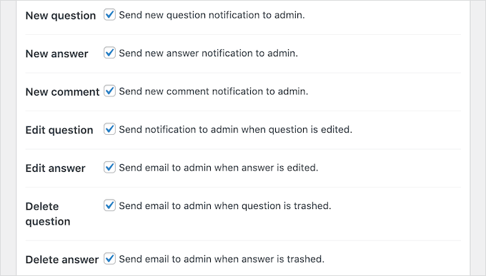 Changing the email notifications on a Q&A website Changing the email notifications on a Q&A website