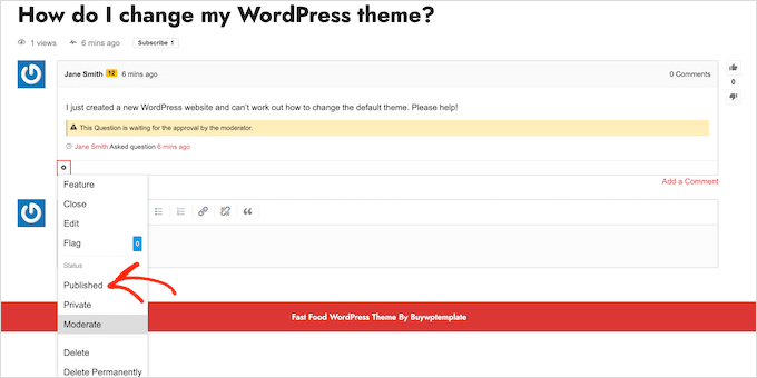 Approving a question or answer on your WordPress website Approving a question or answer on your WordPress website