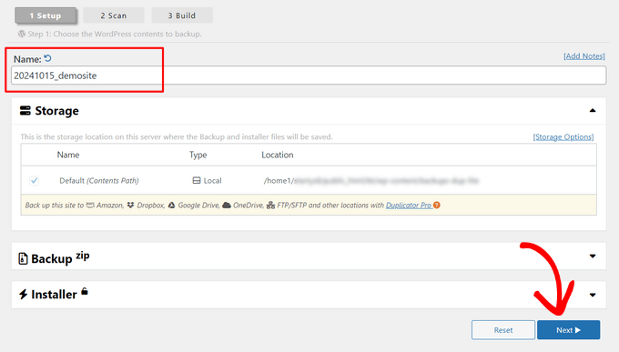 Enter a name for your backup Enter a name for your backup