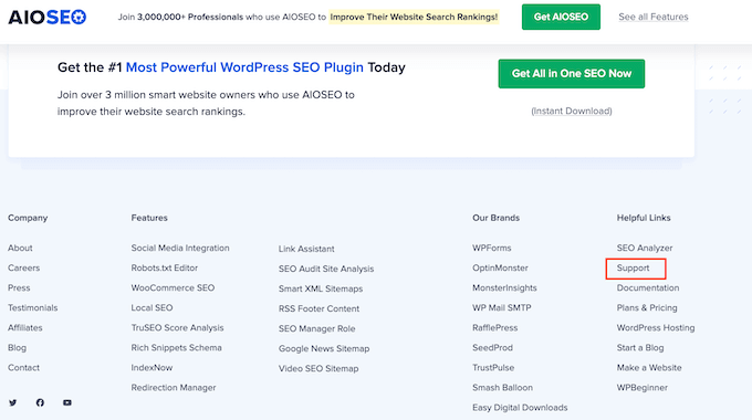 Getting WordPress support for AIOSEO Getting WordPress support for AIOSEO