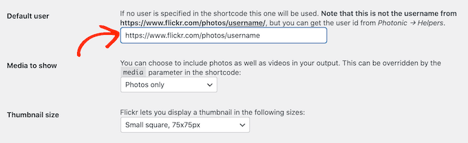 Setting a default Flickr username Setting a default Flickr username