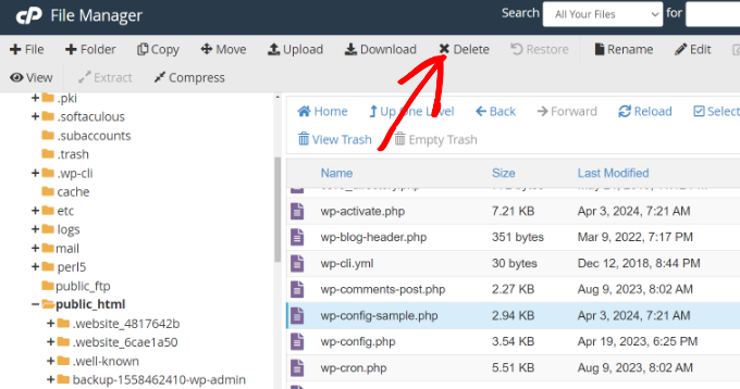 Delete core file from cPanel file manager Delete core file from cPanel file manager