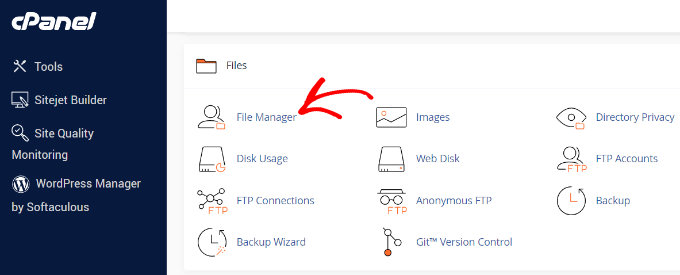 File manager in cPanel File manager in cPanel