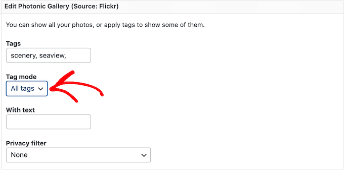 Filtering images and video using tags Filtering images and video using tags