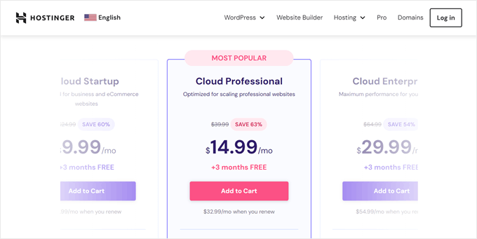 Hostinger's cloud hosting plans Hostinger's cloud hosting plans