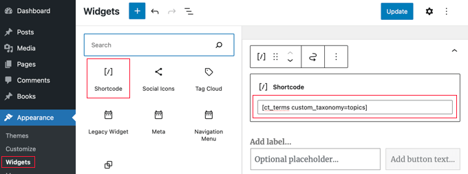 Adding the Shortcode Widget to the Sidebar Adding the Shortcode Widget to the Sidebar