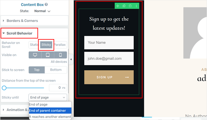 Adjusting the content box's scroll behavior in Thrive Architect Adjusting the content box's scroll behavior in Thrive Architect